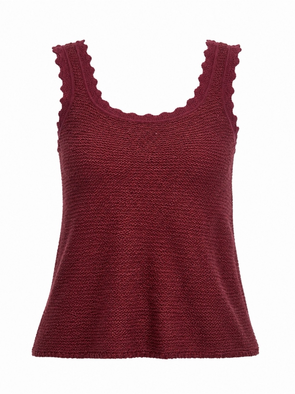 LC Lauren Conrad Burgundy Scalloped Knit Tank Top NWT‎ Women's Size XL